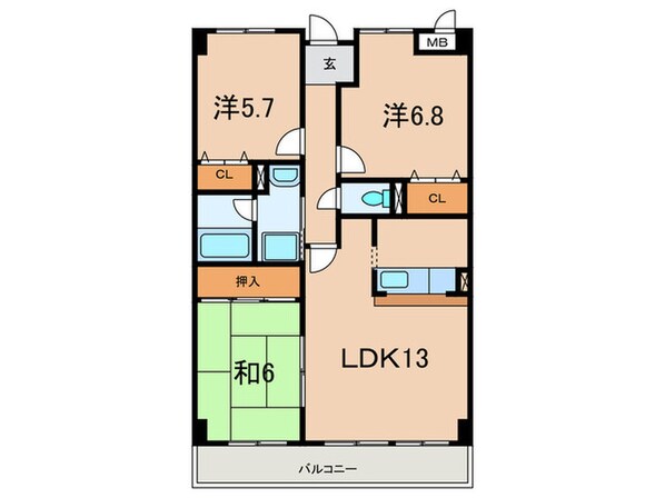 ﾏﾝｼｮﾝｳﾞｨｰｶﾞの物件間取画像